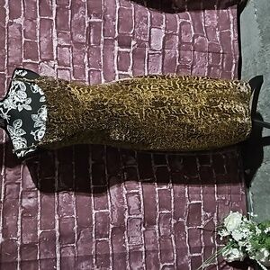 Planet Gold Shimmery Animal Print Slip Dress. Size Lg